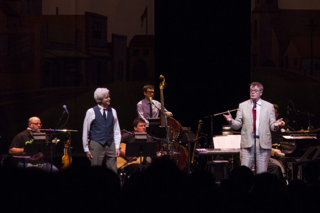 Garrison Keillor with Fred Newman and the band.