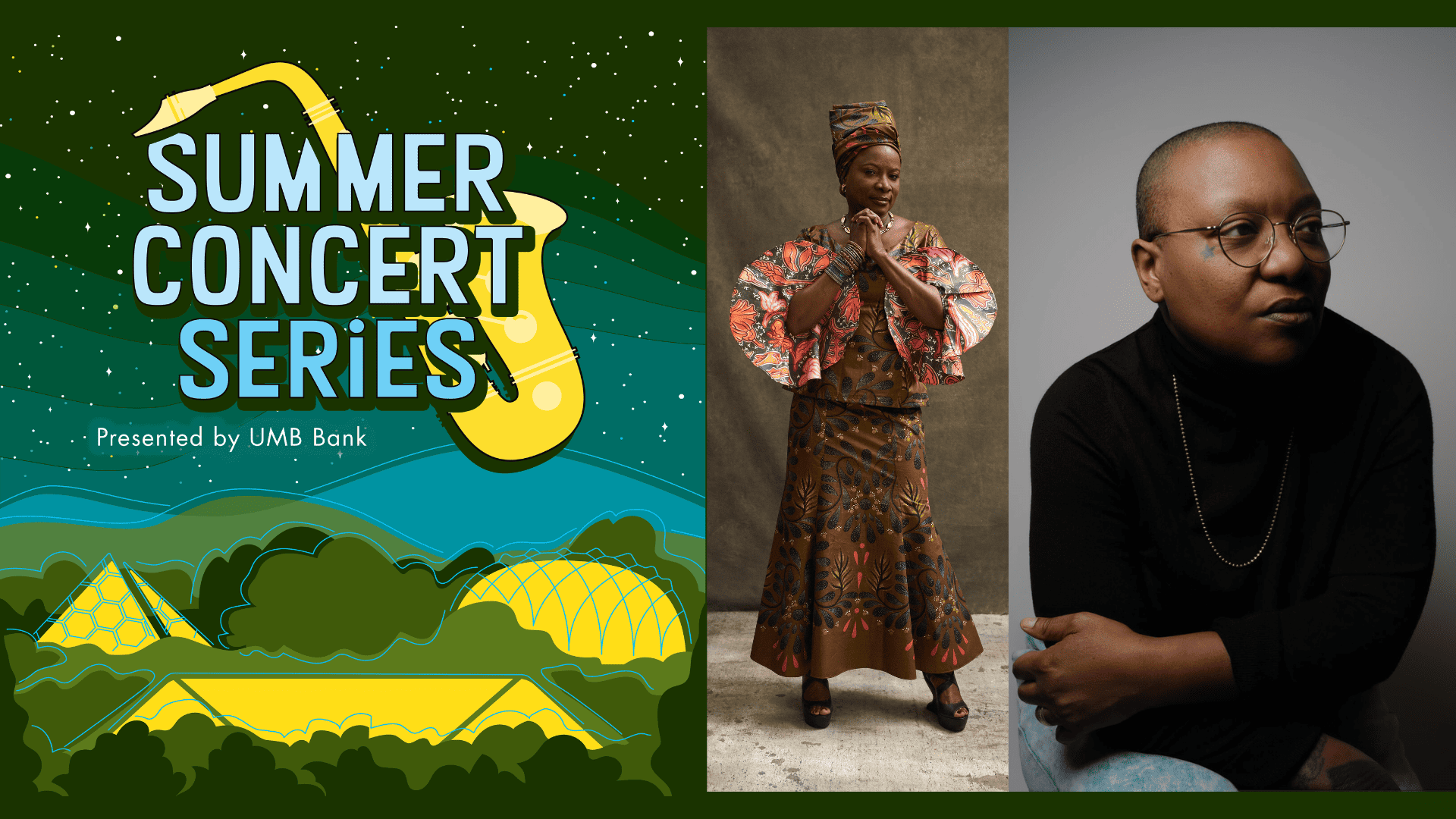 Headshots of Angelique Kidjo and Meshell Ndegeocello, two of the artists in the 2024 Denver Botanic Gardens Summer Concert Series