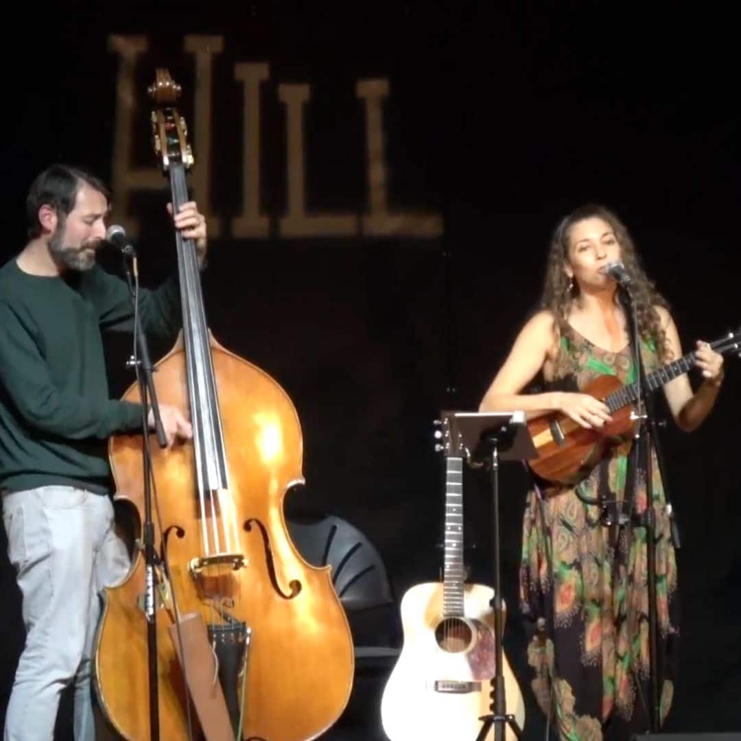 A performance shot of Daniella Katzir & Casey Cormier, two of the artists performing at Denver UkeFest 2025